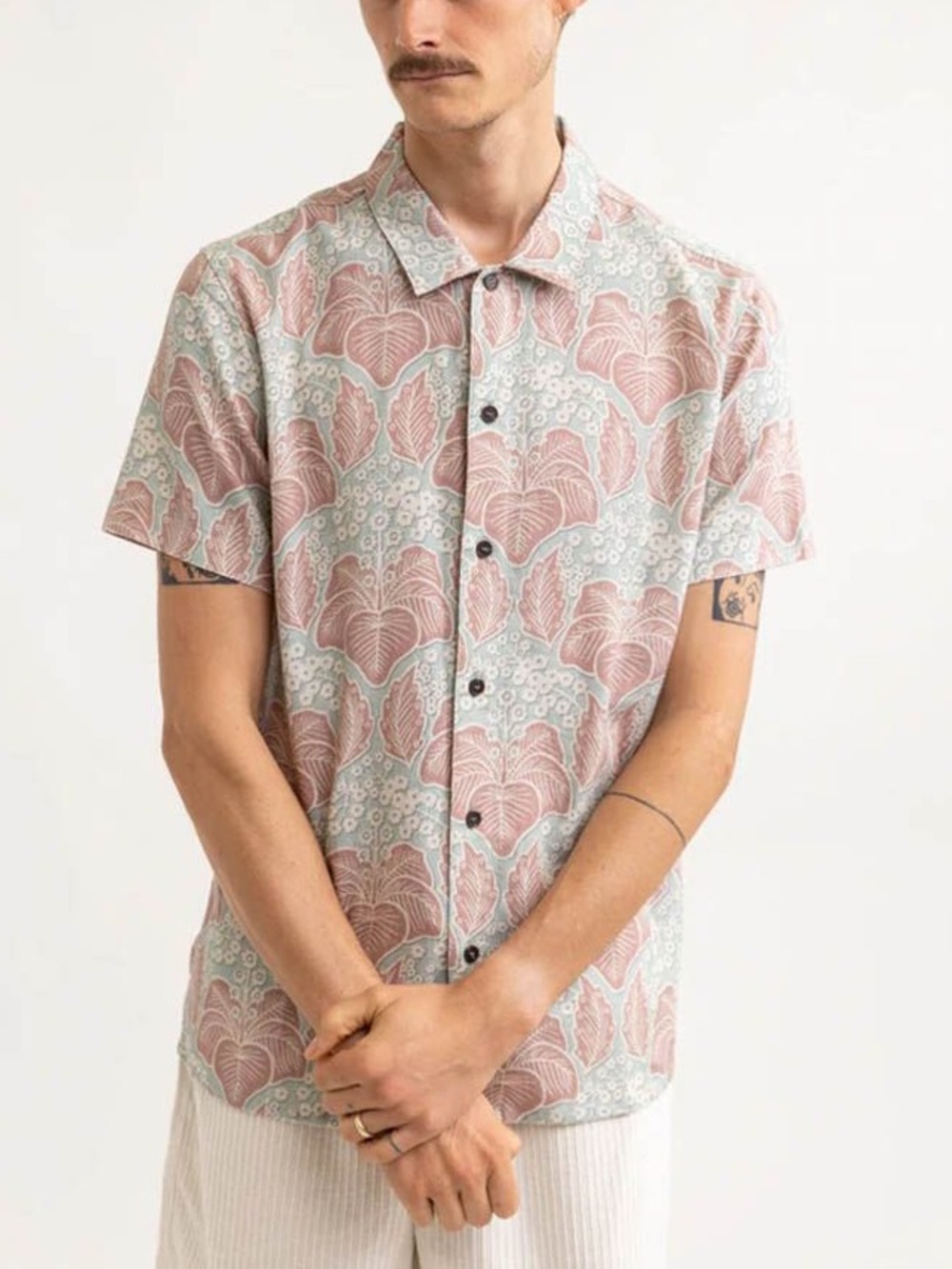 Rhythm Demask Floral Linen Blend Button Shirt